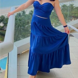 Express Blue Tiered Skirt Set